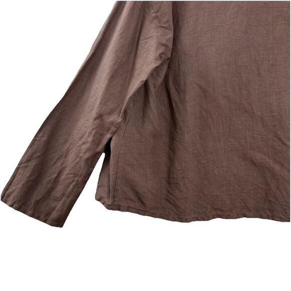 Bryn Walker Linen Top Womens Small Brown Pockets Long Sleeve Neutral - Picture 6 of 12